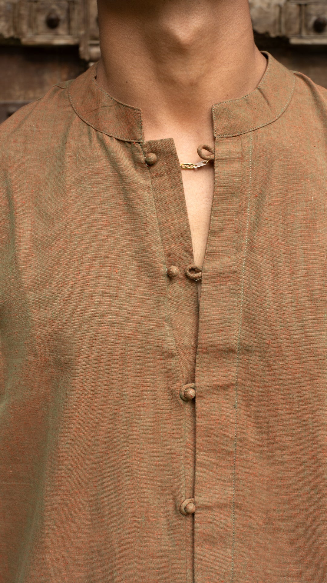 Full Sleeve Kurta Shirt - Rust