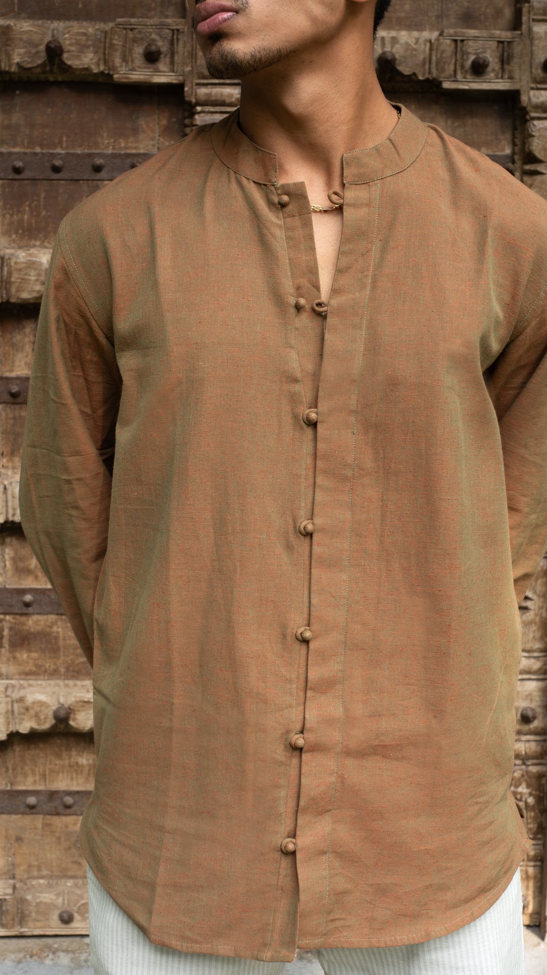 Full Sleeve Kurta Shirt - Rust