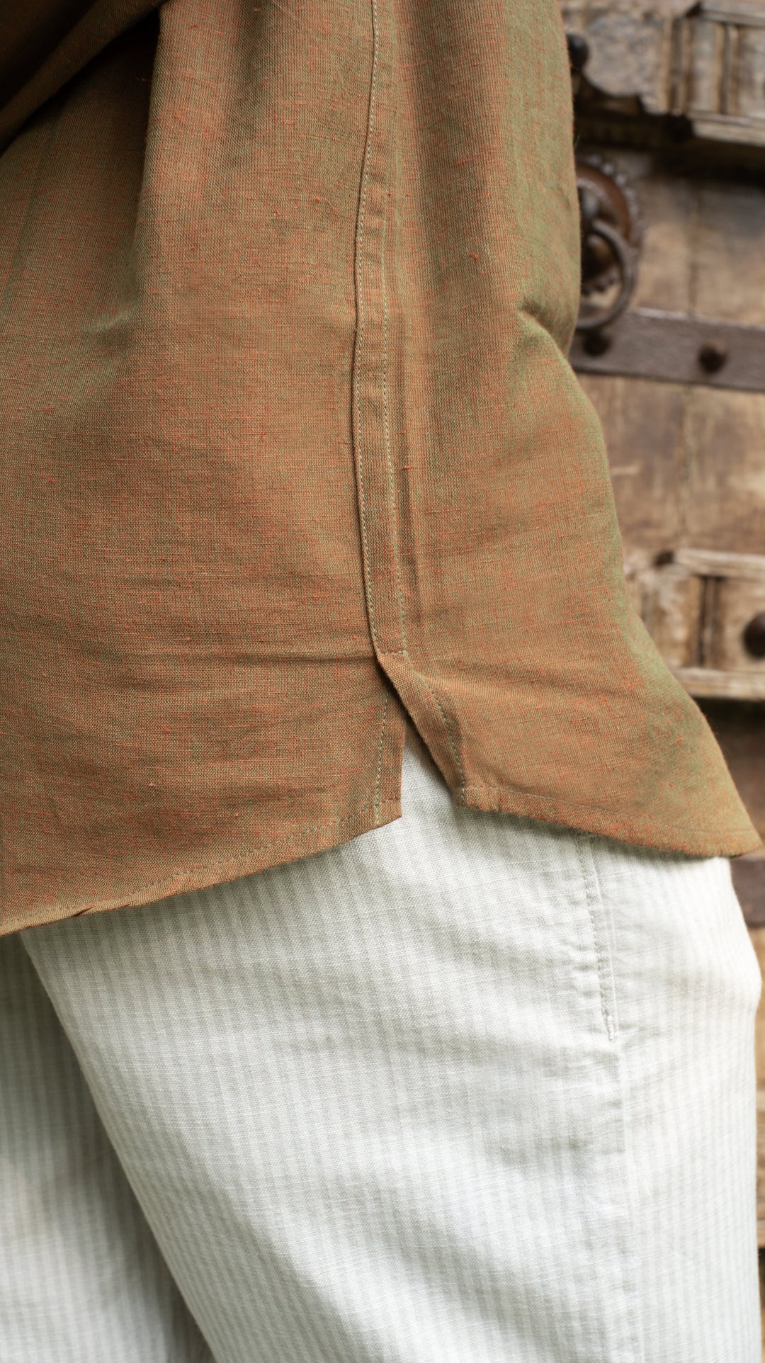 Full Sleeve Kurta Shirt - Rust