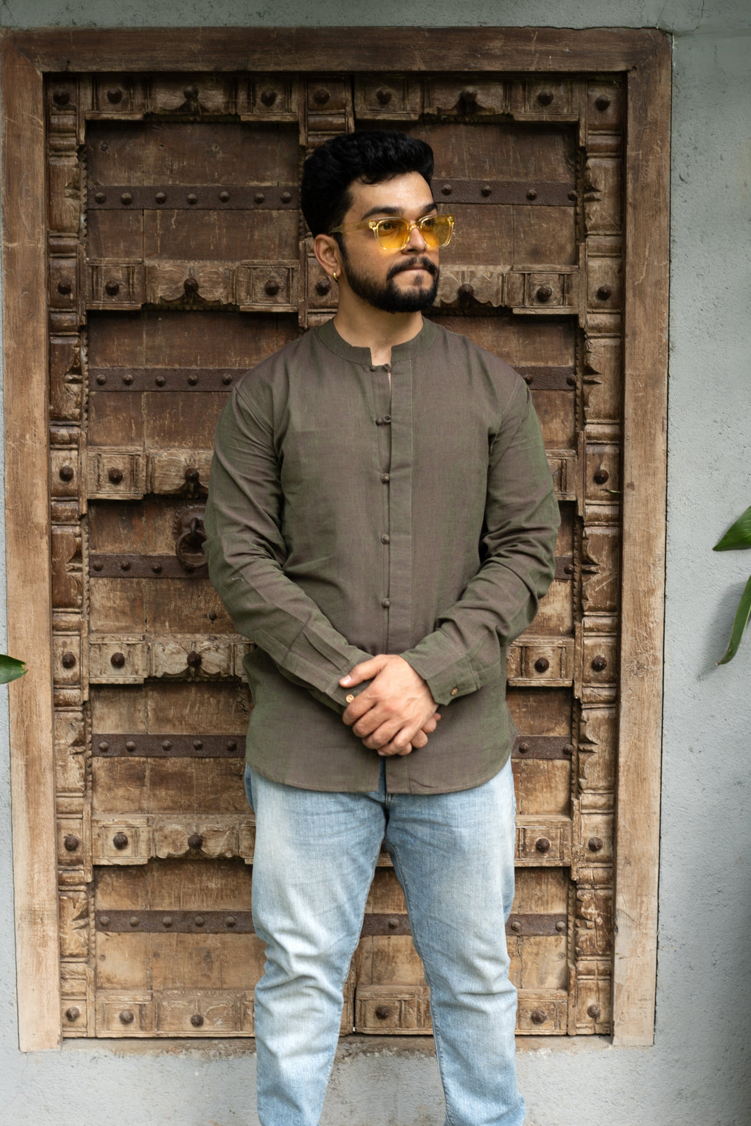 Full Sleeve Kurta Shirt - Olive