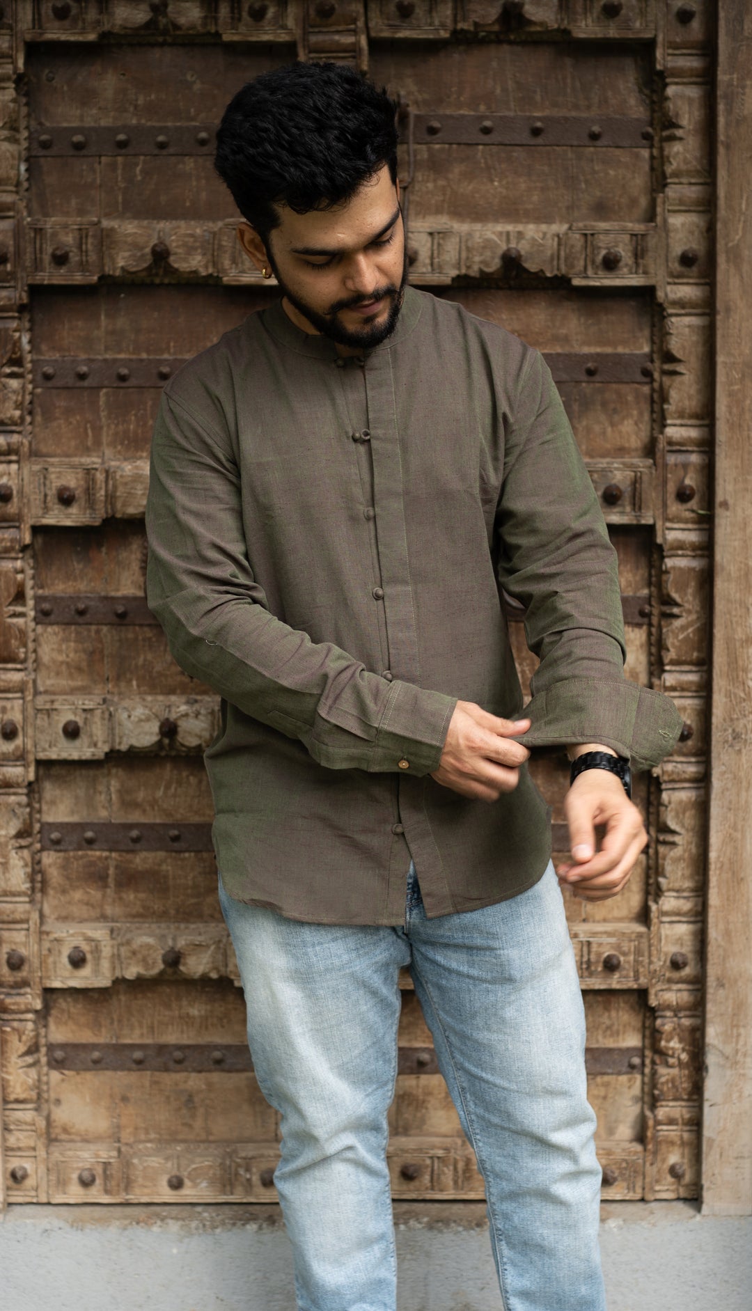 Full Sleeve Kurta Shirt - Olive
