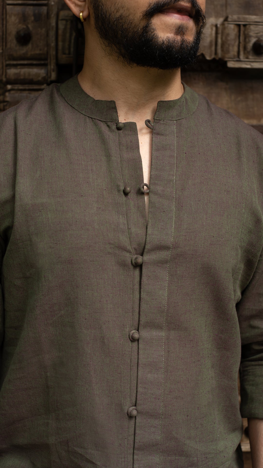 Full Sleeve Kurta Shirt - Olive