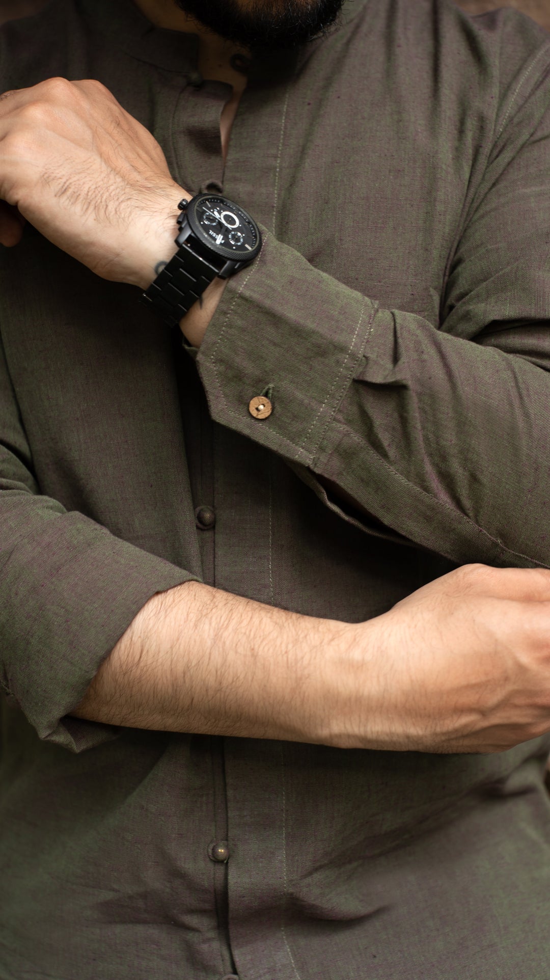 Full Sleeve Kurta Shirt - Olive