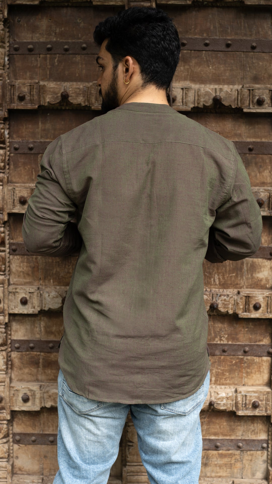 Full Sleeve Kurta Shirt - Olive