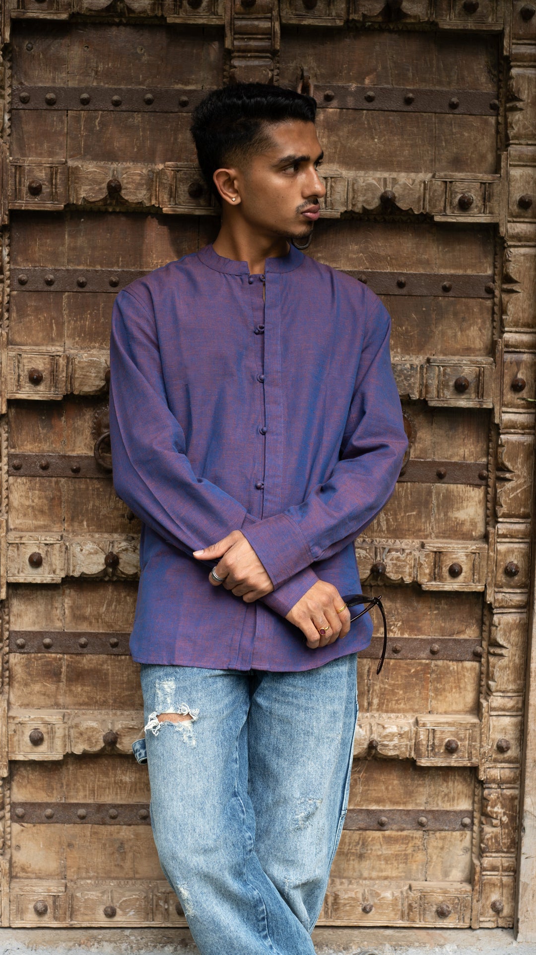 Full Sleeve Kurta Shirt - Purple