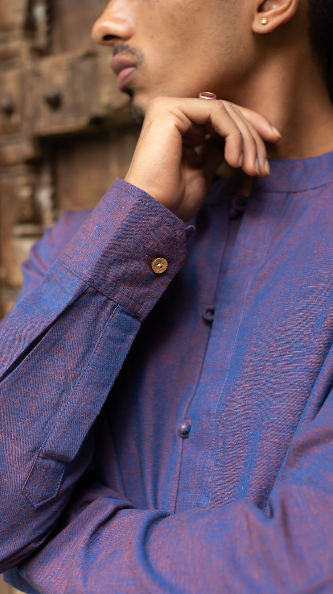 Full Sleeve Kurta Shirt - Purple