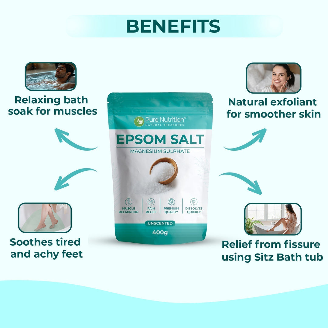 Epsom Salt 100% Magnesium Sulphate | Muscle Relaxation & Bath Soak | 400g