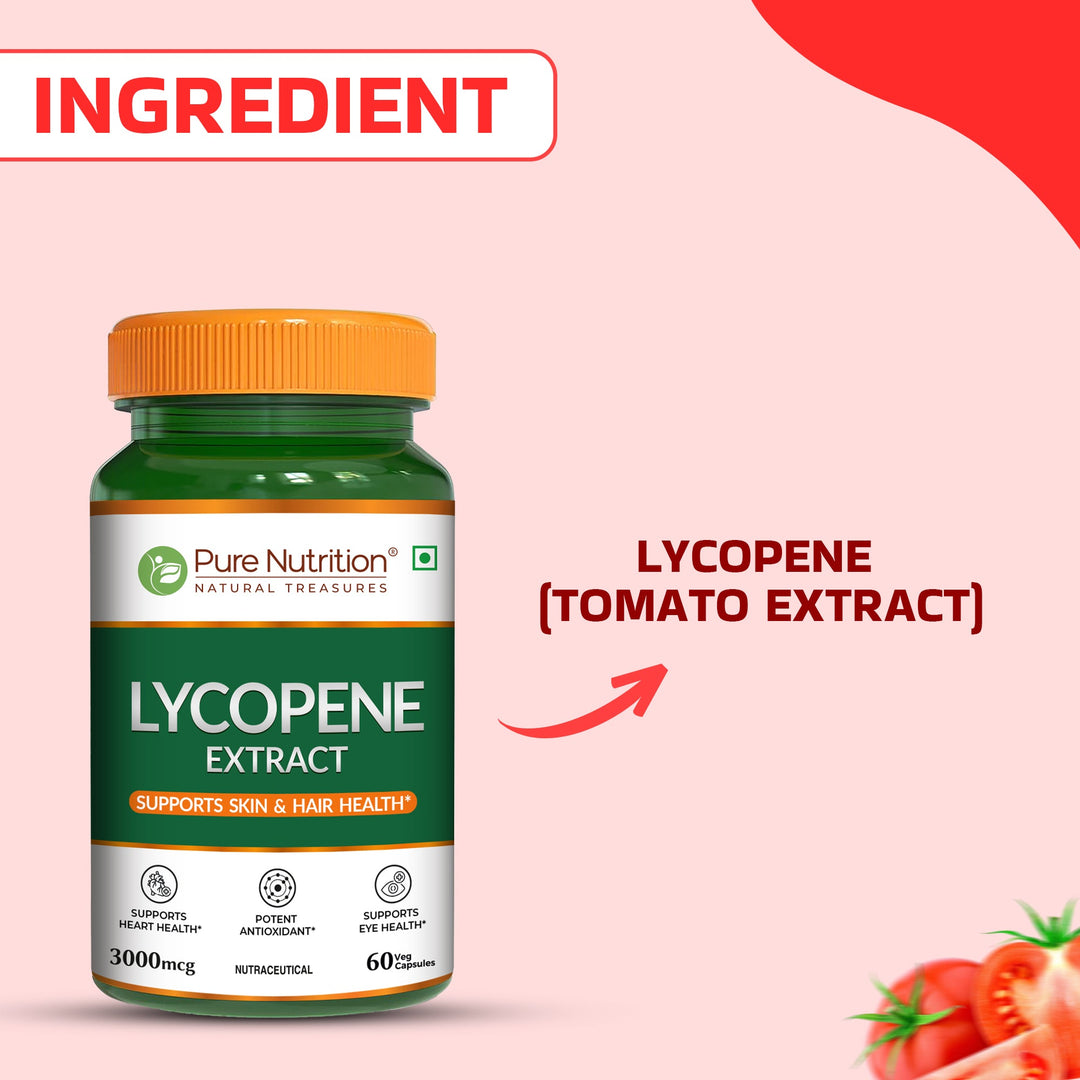 Pure Nutrition Lycopene Extract | 3000 mcg | 60 Veg Capsules