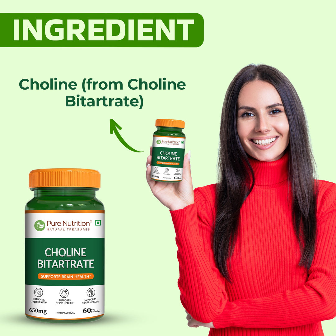 Choline Bitartrate 650mg  Brain, Nerve & Liver Support | 60 Veg Capsules
