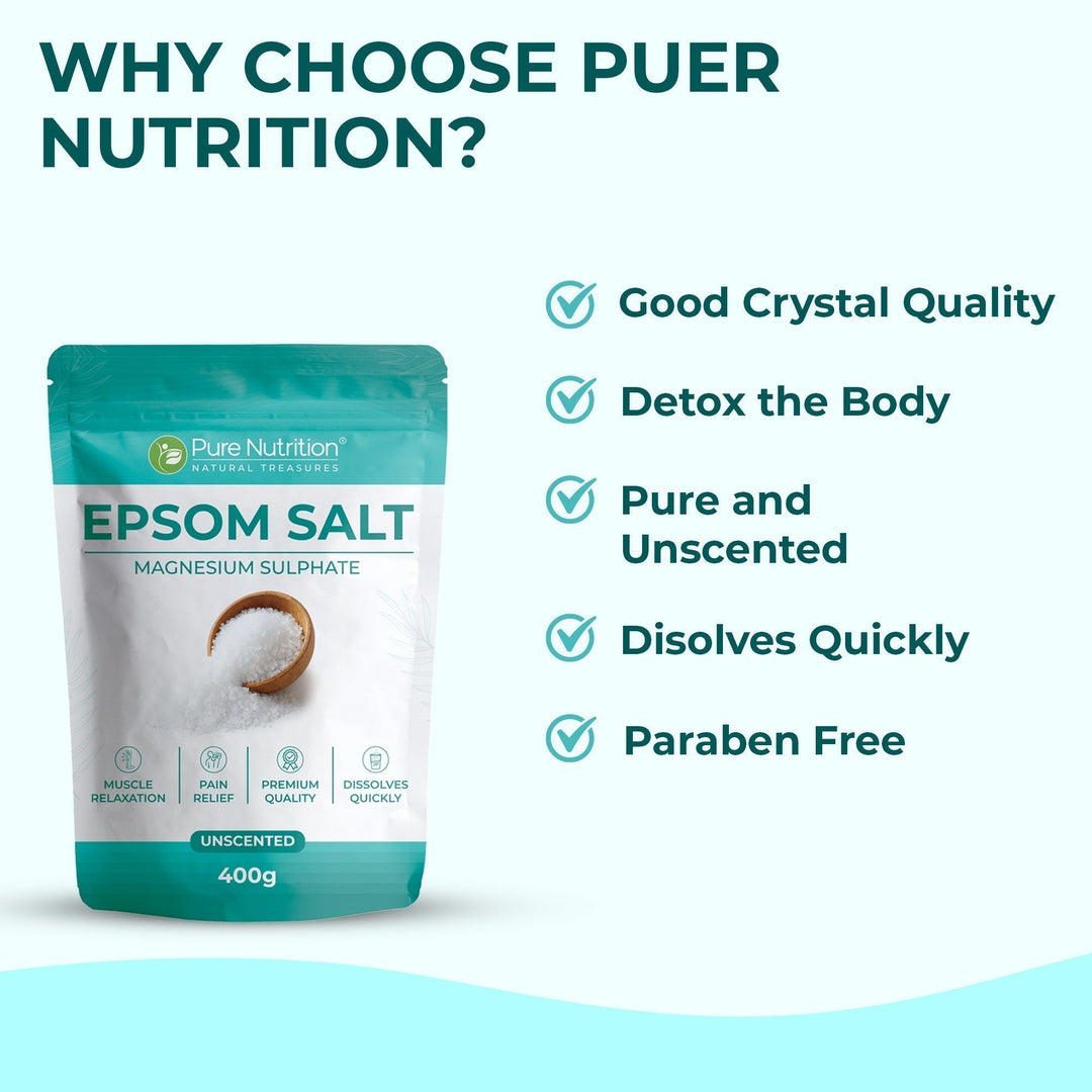 Epsom Salt 100% Magnesium Sulphate | Muscle Relaxation & Bath Soak | 400g