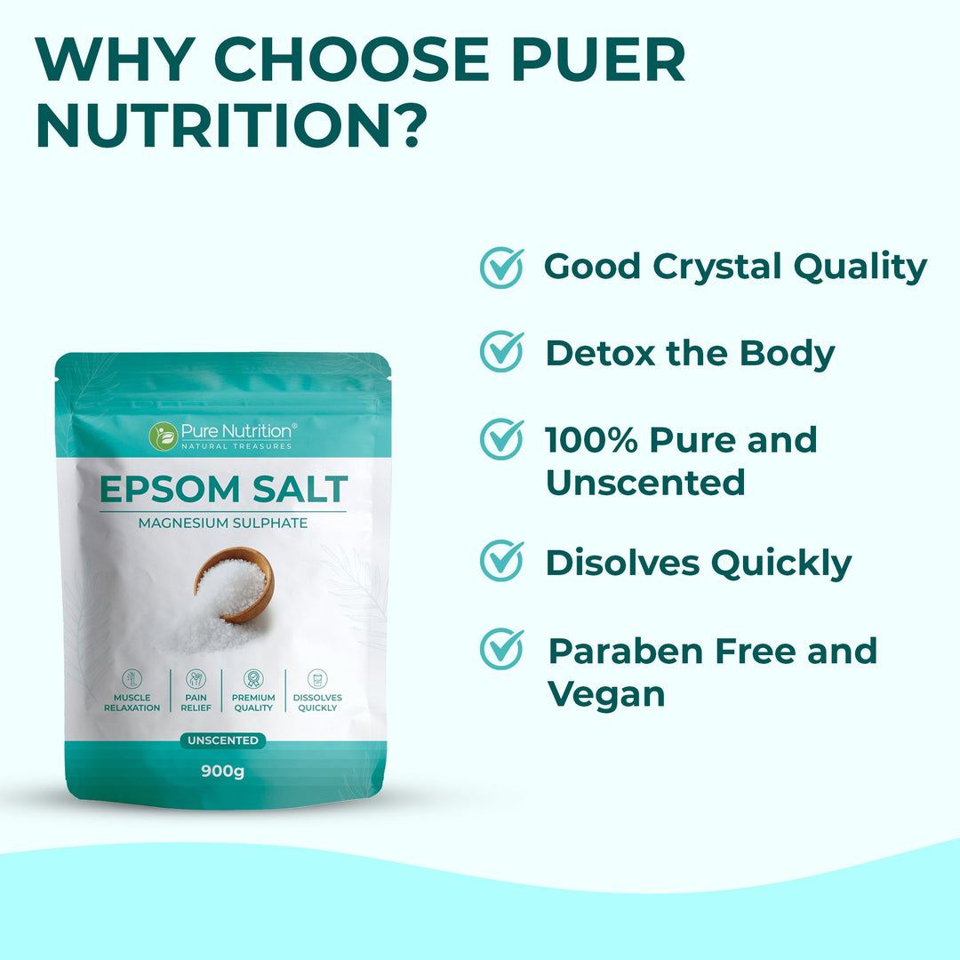 Epsom Salt (Magnesium Sulphate) | Premium Unscented Bath Salt | 900 g