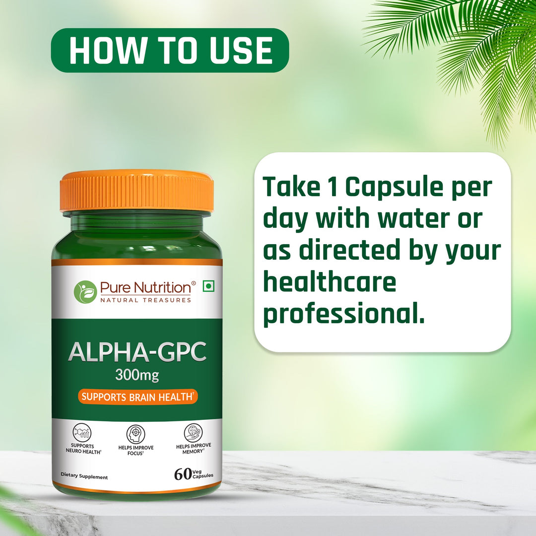 Alpha-GPC 300mg Capsules Brain Function, Focus & Mental Clarity | 60 Capsules