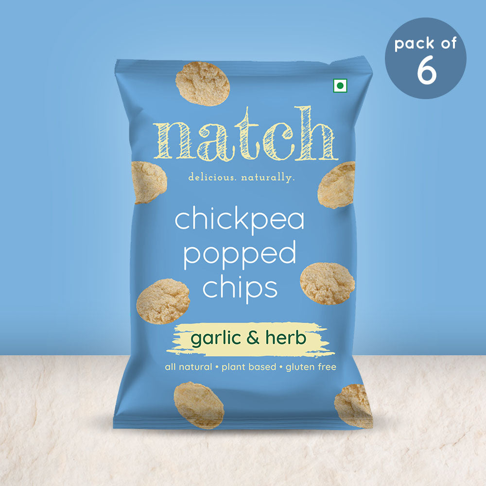Natch Garlic & Herb Chickpea Popped Chips, 6 Packs
