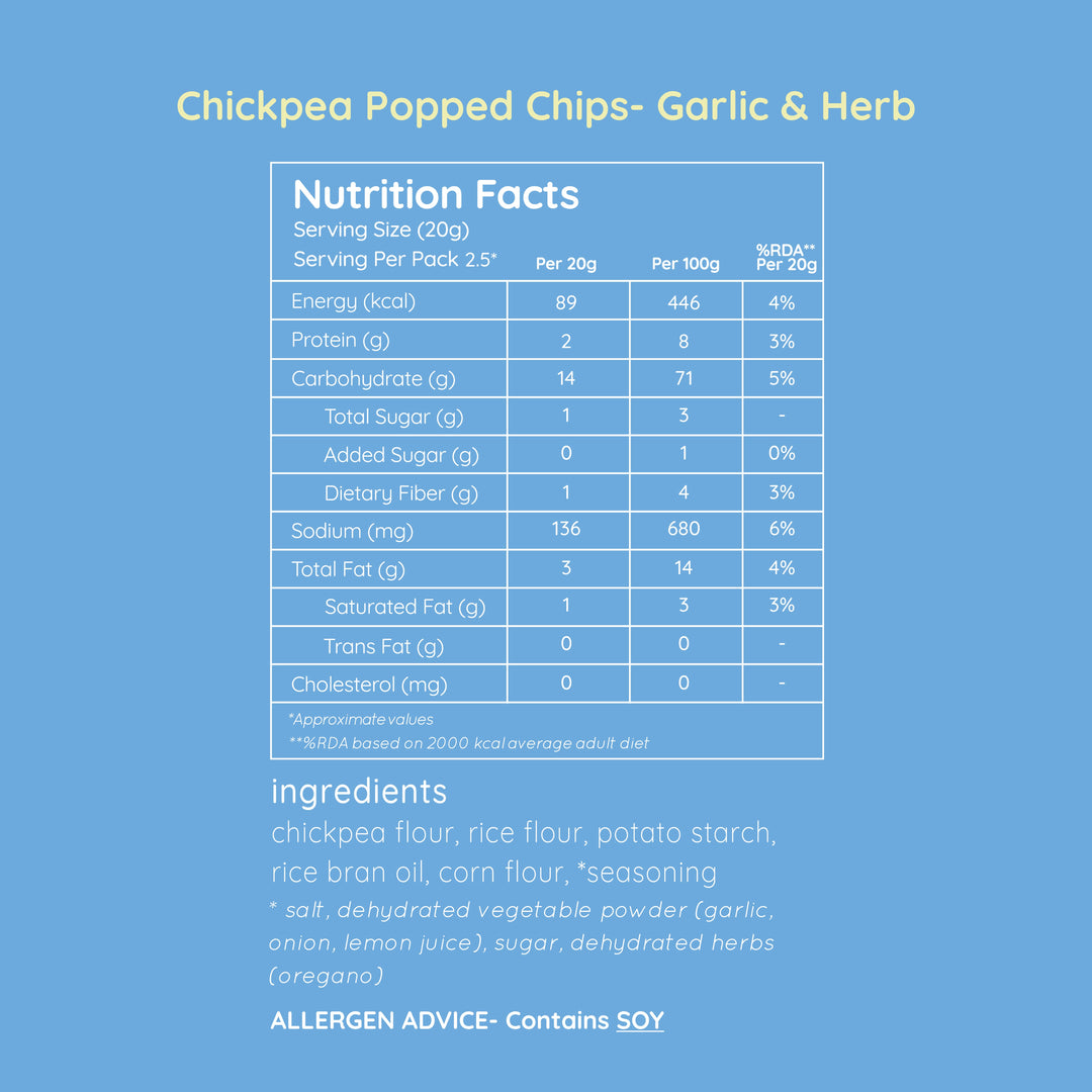 Natch Garlic & Herb Chickpea Popped Chips, 6 Packs