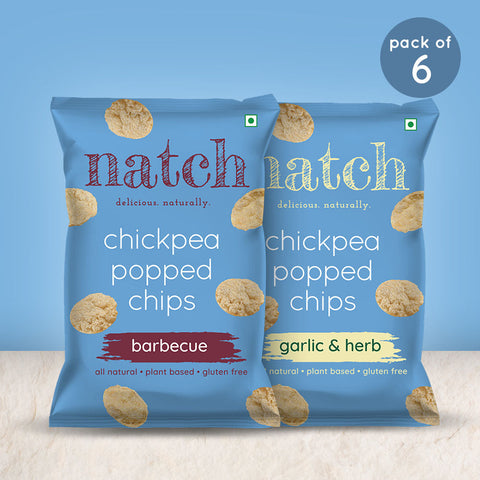 NATCH chickpea popped chips - variety pack (pack of 6 - 55g)