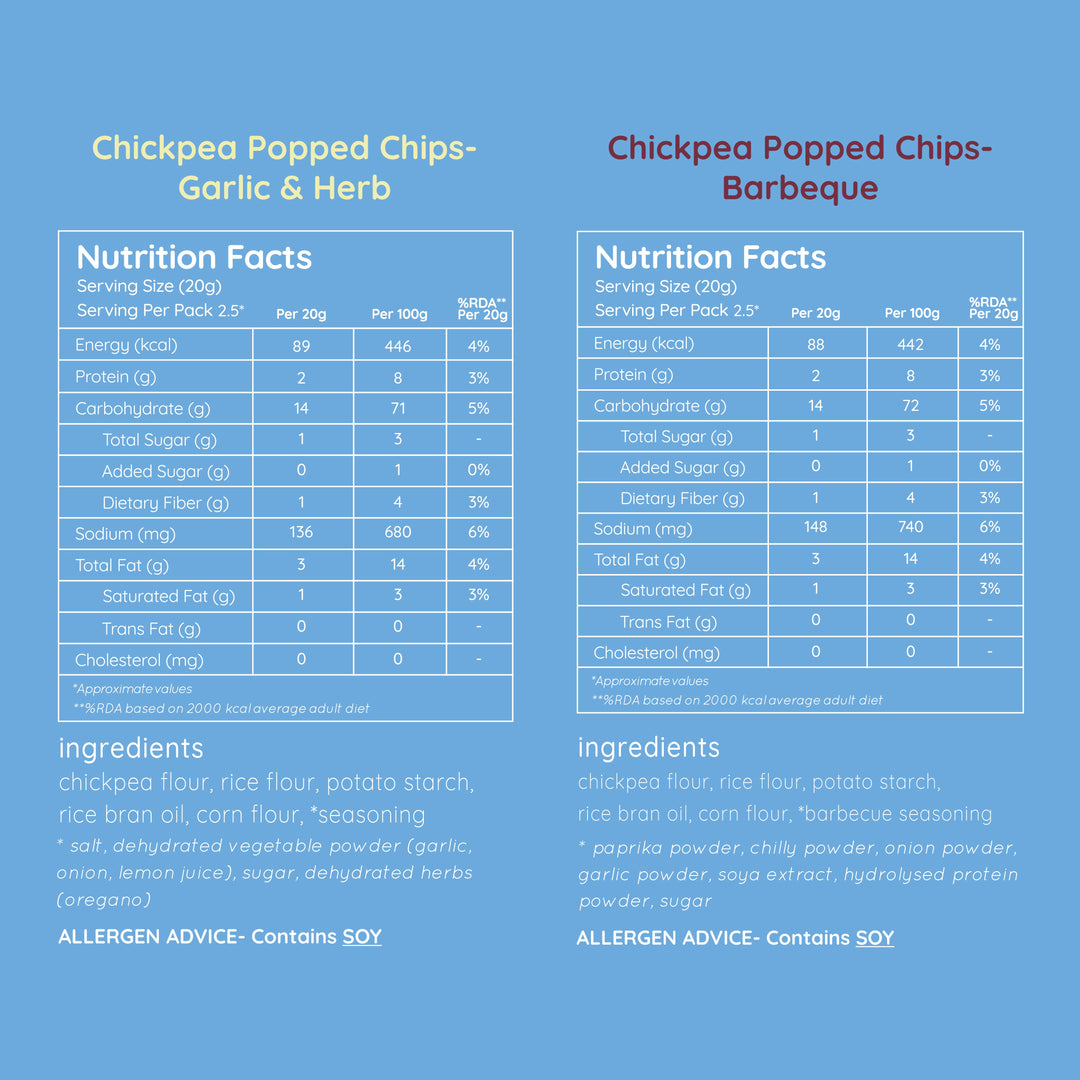 NATCH chickpea popped chips - variety pack (pack of 6 - 55g)