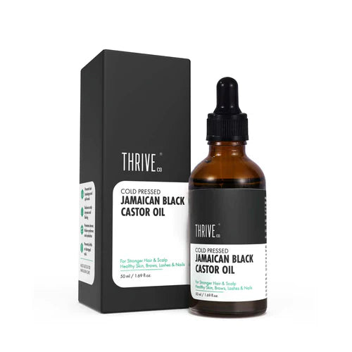 ThriveCo Cold-Pressed Jamaican Black Castor Oil | For Healthy Hair, Skin, Eyebrows, Eyelashes & Nails | For Men & Women (50ml)