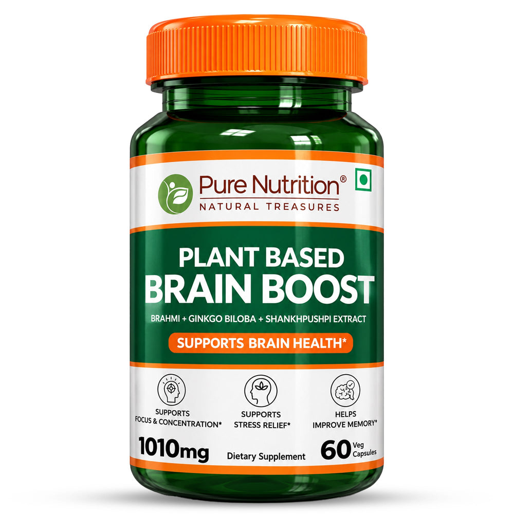 Pure Nutrition Plant-Based Brain Boost | Brahmi, Ginkgo Biloba & Shankhpushpi