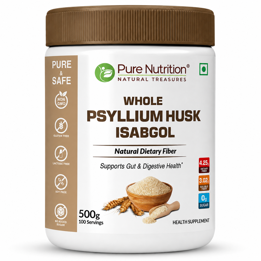Psyllium Husk Isabgol Powder | Natural Fiber Supplement for Digestion & Regularity | 500g