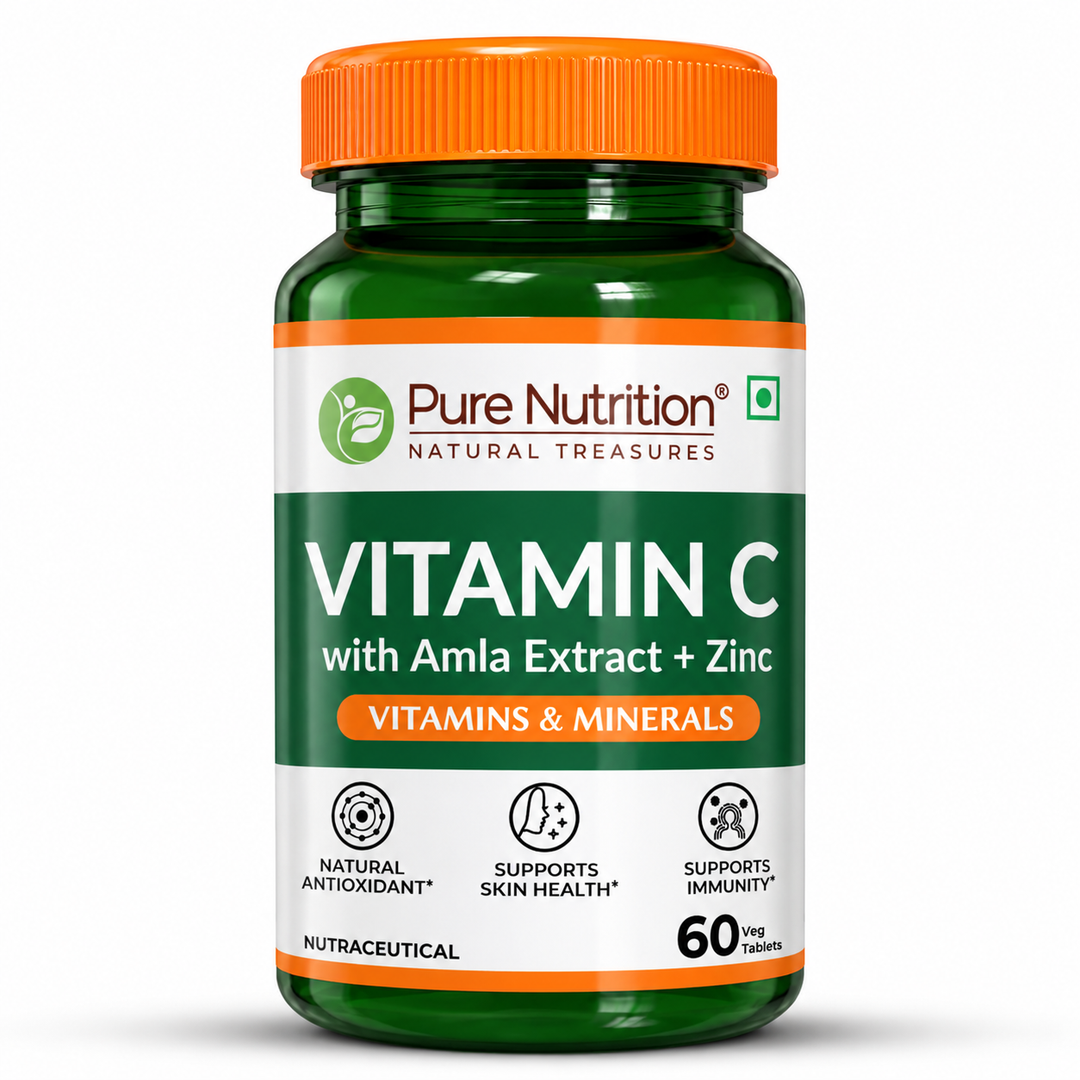 Vitamin C with Amla Extract + Zinc Supplement | Boost Immunity | Support In Skin & bone Health - 60 Veg Tablets