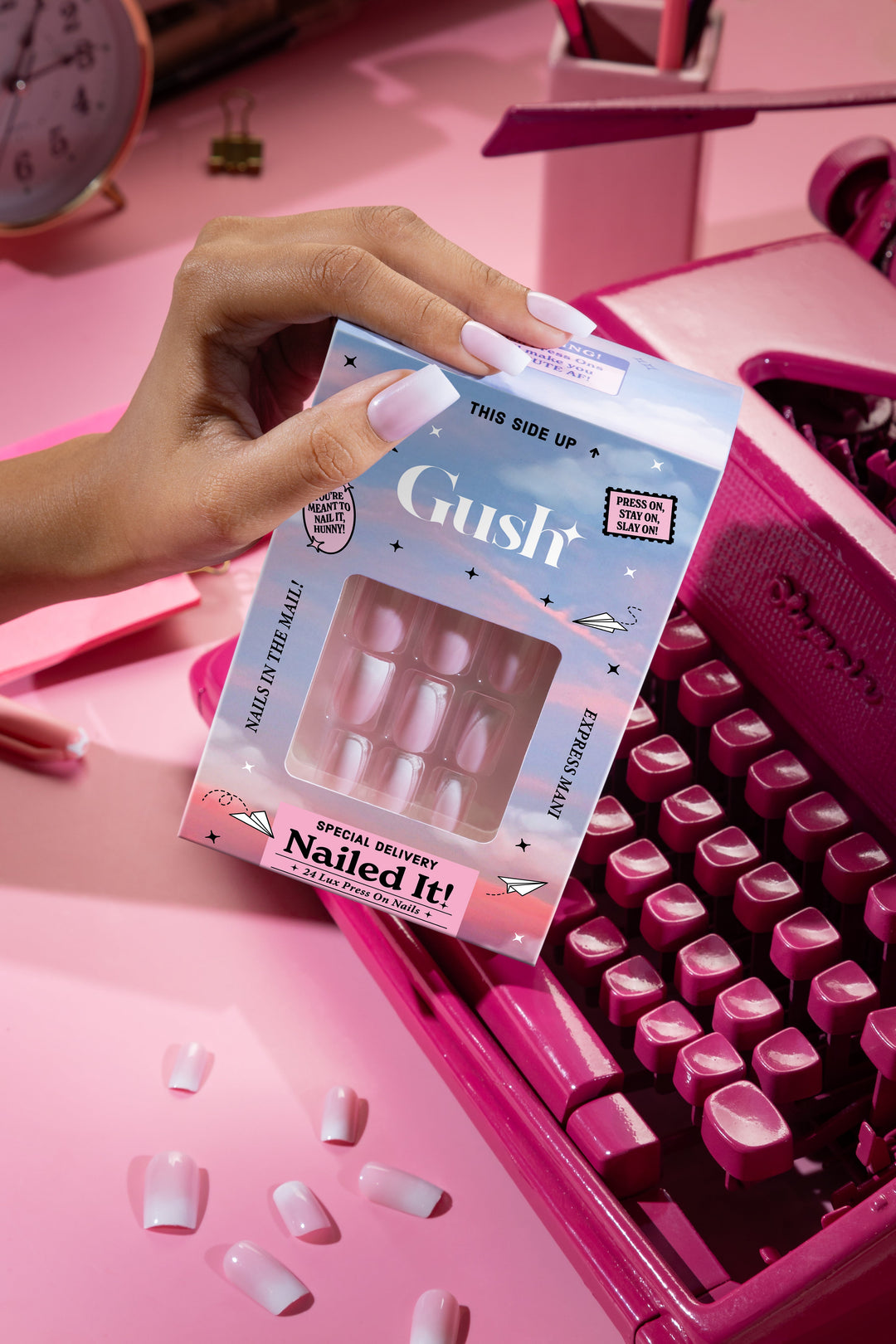 Pink Ombre | Medium Square, Press On Nails