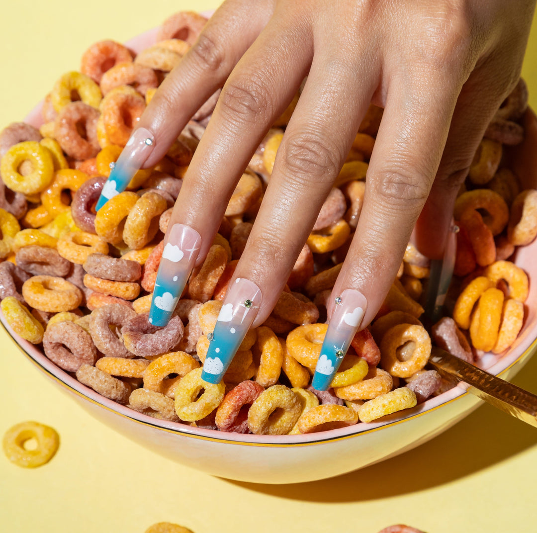 Blue Skies | Long Stiletto, Press on Nails