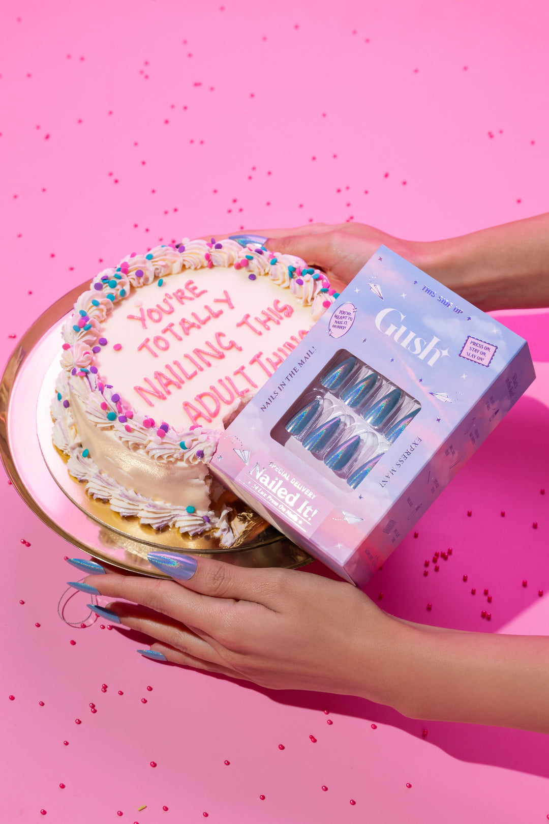 Baby Blue Chrome | Medium Almond, Press on Nails