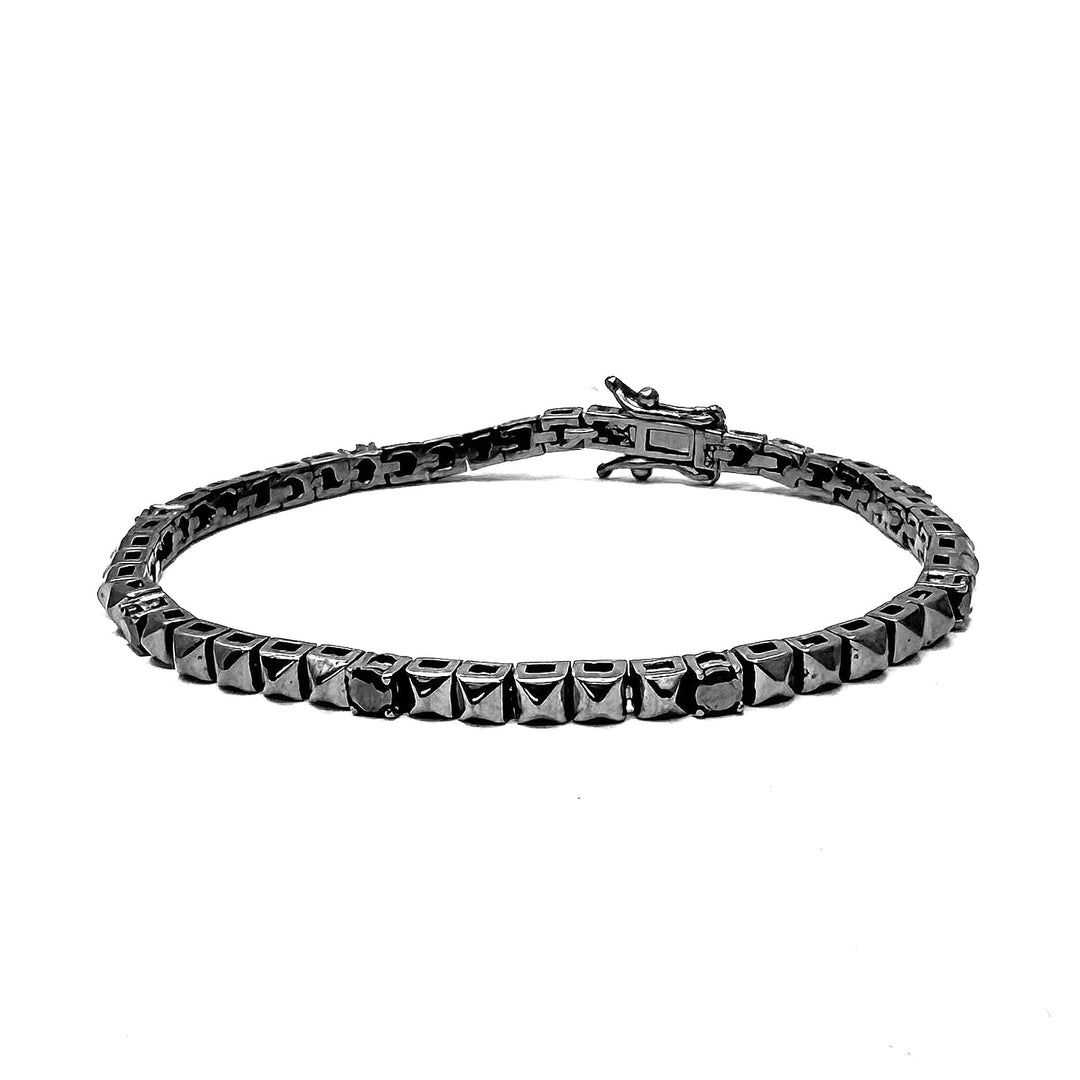 Black Pyramid Tennis bracelet 925 Sterling Silver & CZ diamonds