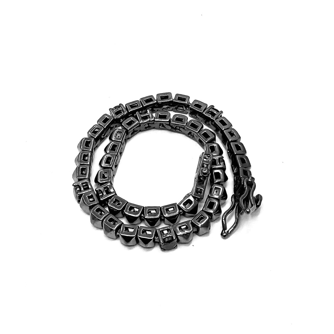 Black Pyramid Tennis bracelet 925 Sterling Silver & CZ diamonds