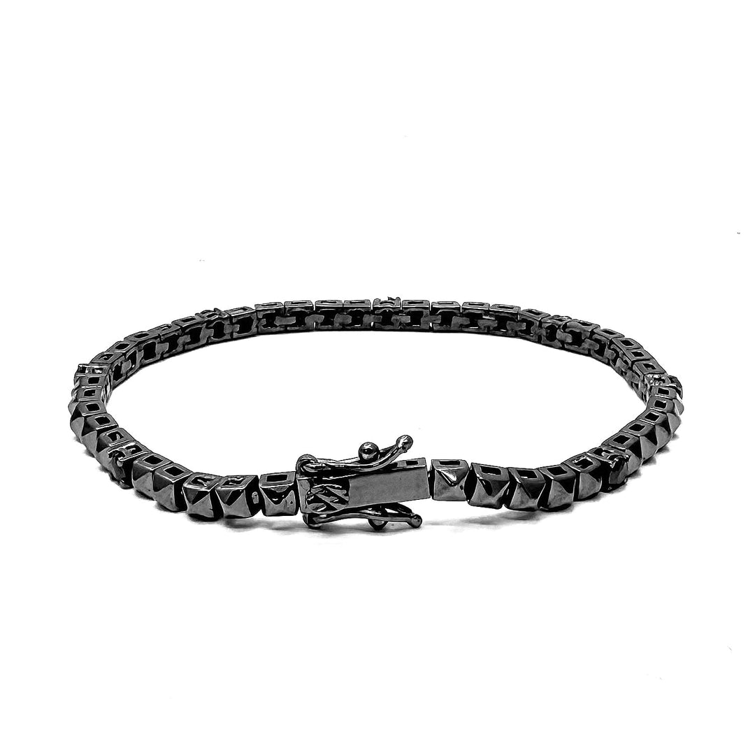 Black Pyramid Tennis bracelet 925 Sterling Silver & CZ diamonds
