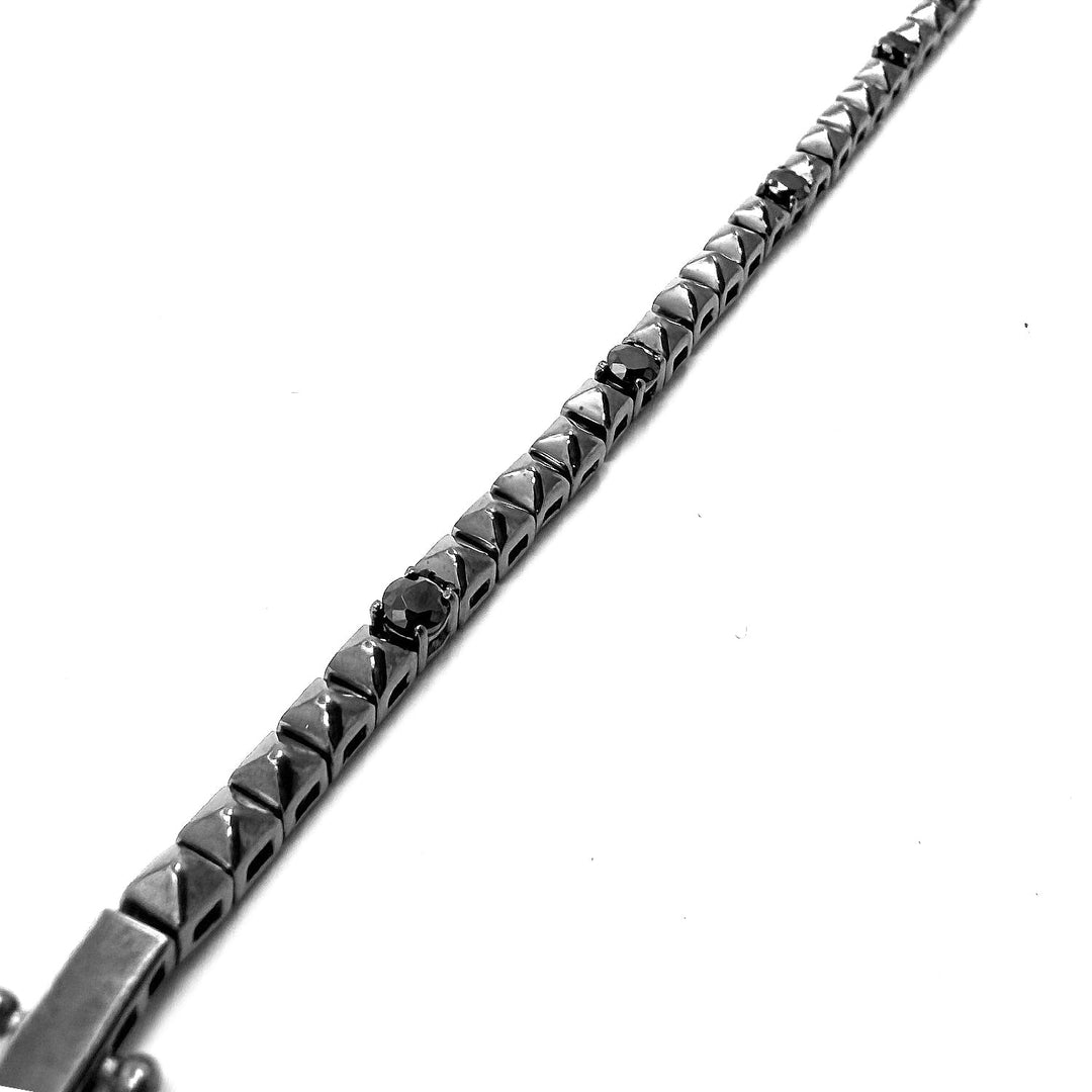 Black Pyramid Tennis bracelet 925 Sterling Silver & CZ diamonds