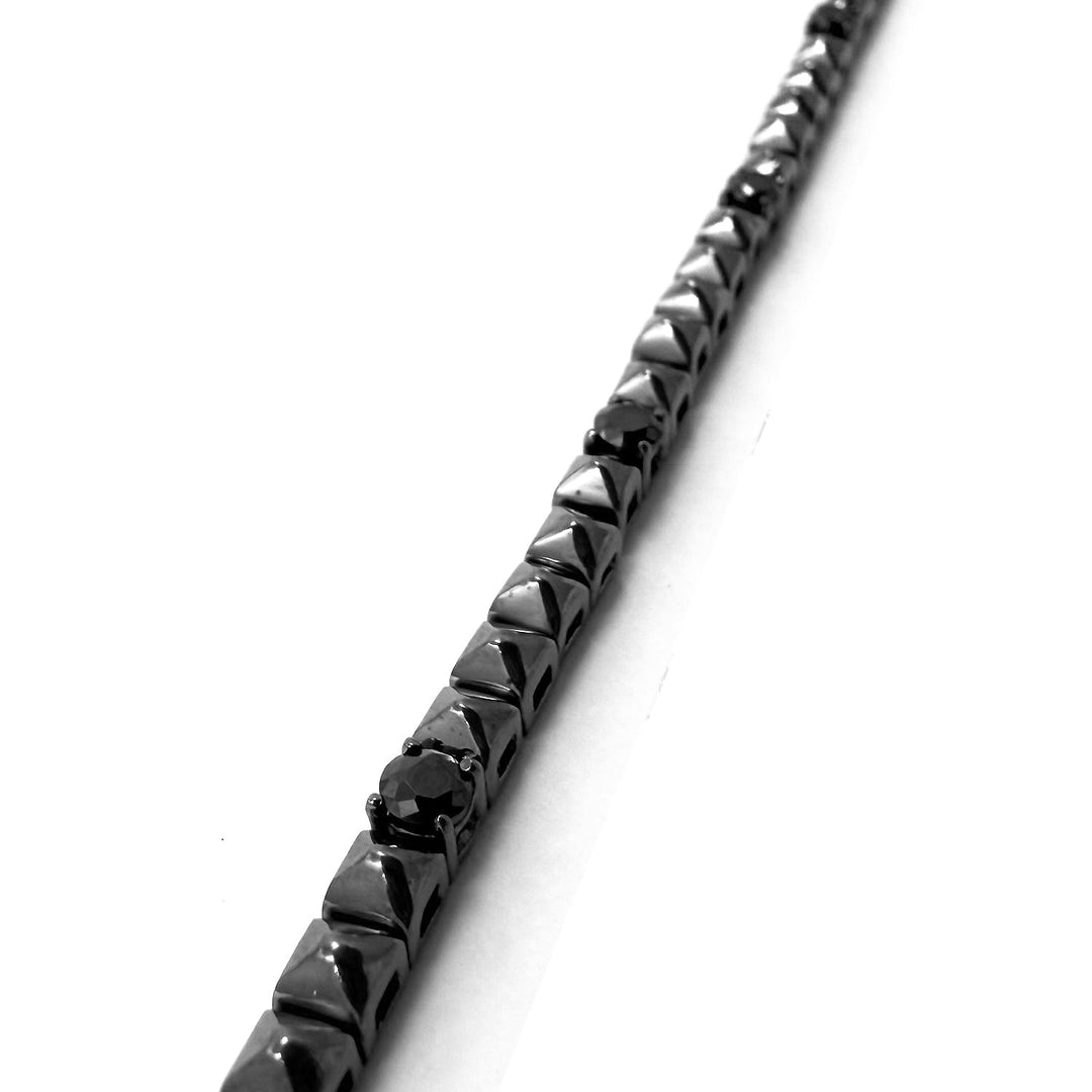 Black Pyramid Tennis bracelet 925 Sterling Silver & CZ diamonds