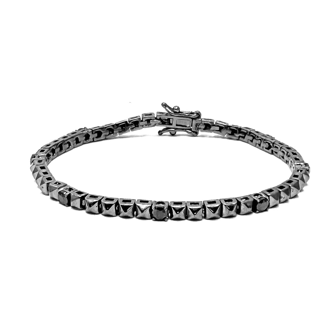 Black Pyramid Tennis bracelet 925 Sterling Silver & CZ diamonds