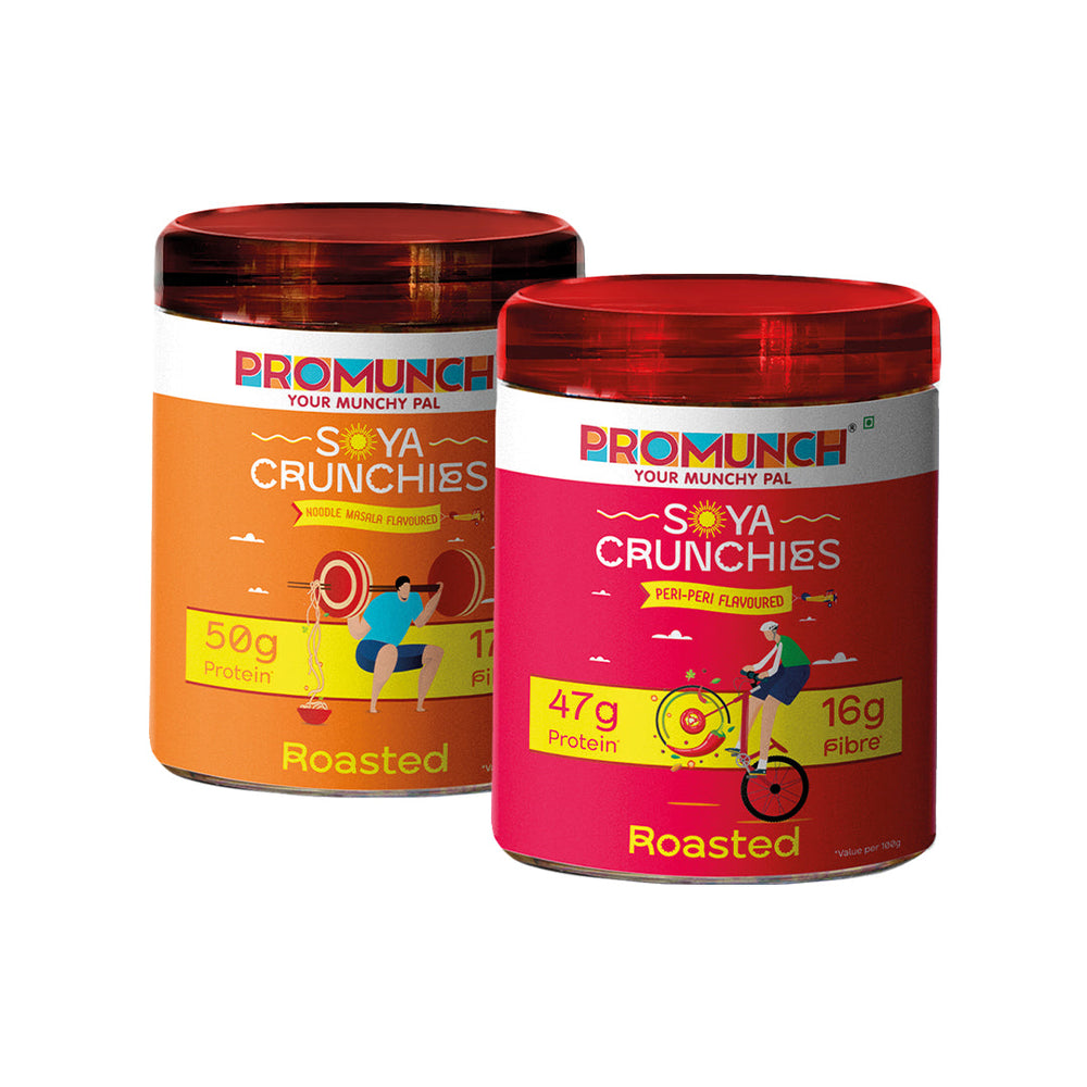 Promunch Protein Crunchies Dual Pack | Noodle Masala & Peri Peri | 150g x 2