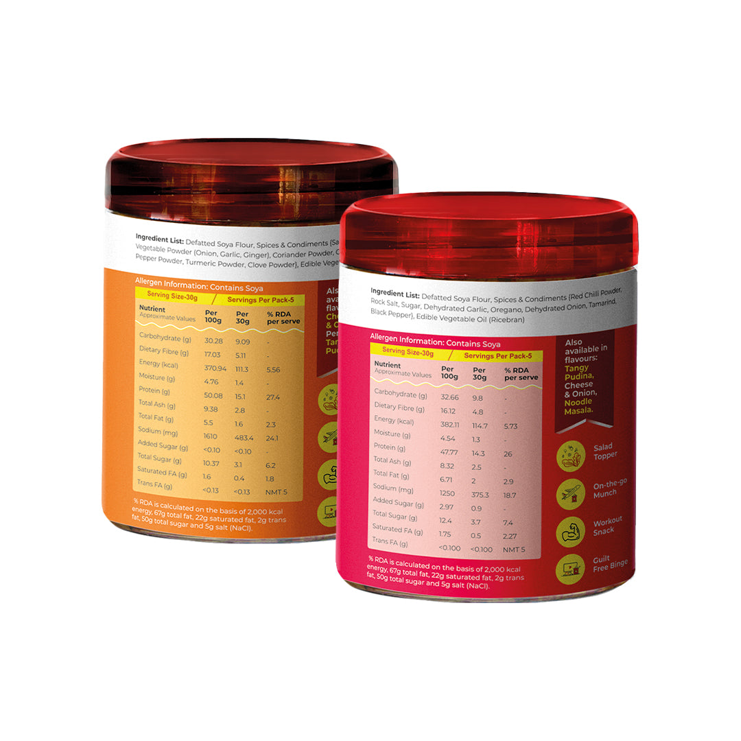 Dual Pack Protein Snacks (Noodle Masala, Peri Peri) 150gm x 2