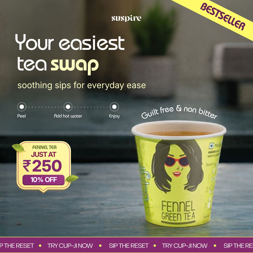 CupJi Fennel Green Tea | Pack of 10 | 210 ml Cup