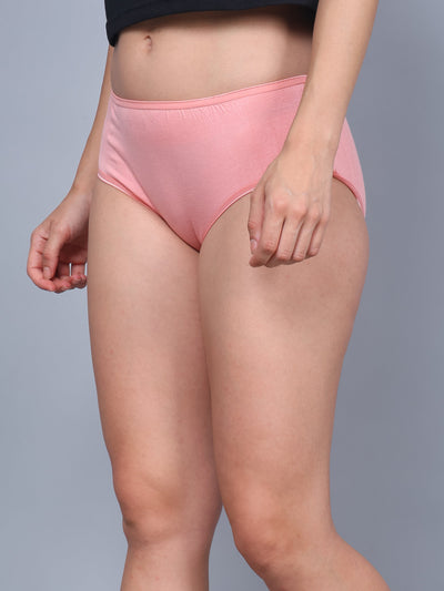 Bamboo Fabric Women's Mid Rise Panty | Peach and White | Pack of 2