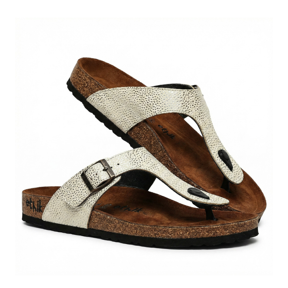 Pebble White Adjustable Strap Sandals