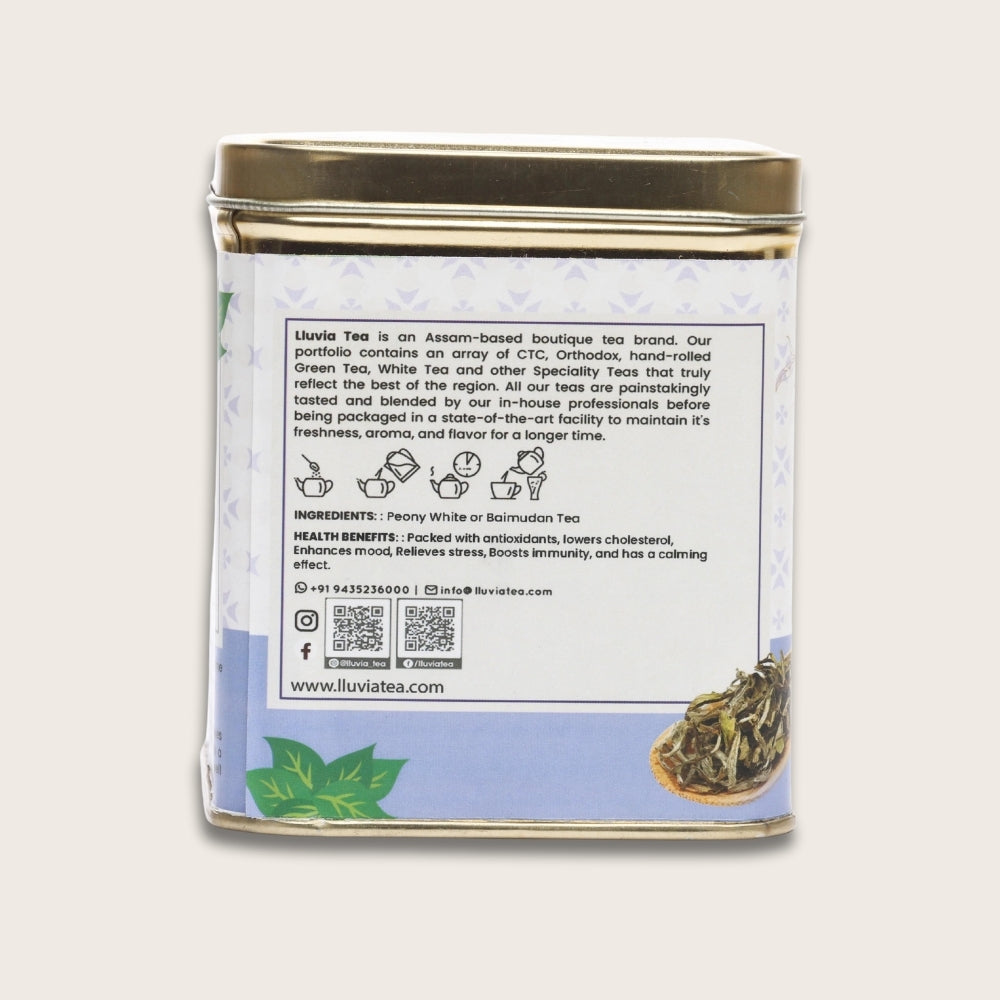 Lluvia Tea Peony White Tea - Rich in Antioxidants | Weight Loss | Improves Blood Circulation (50gm)
