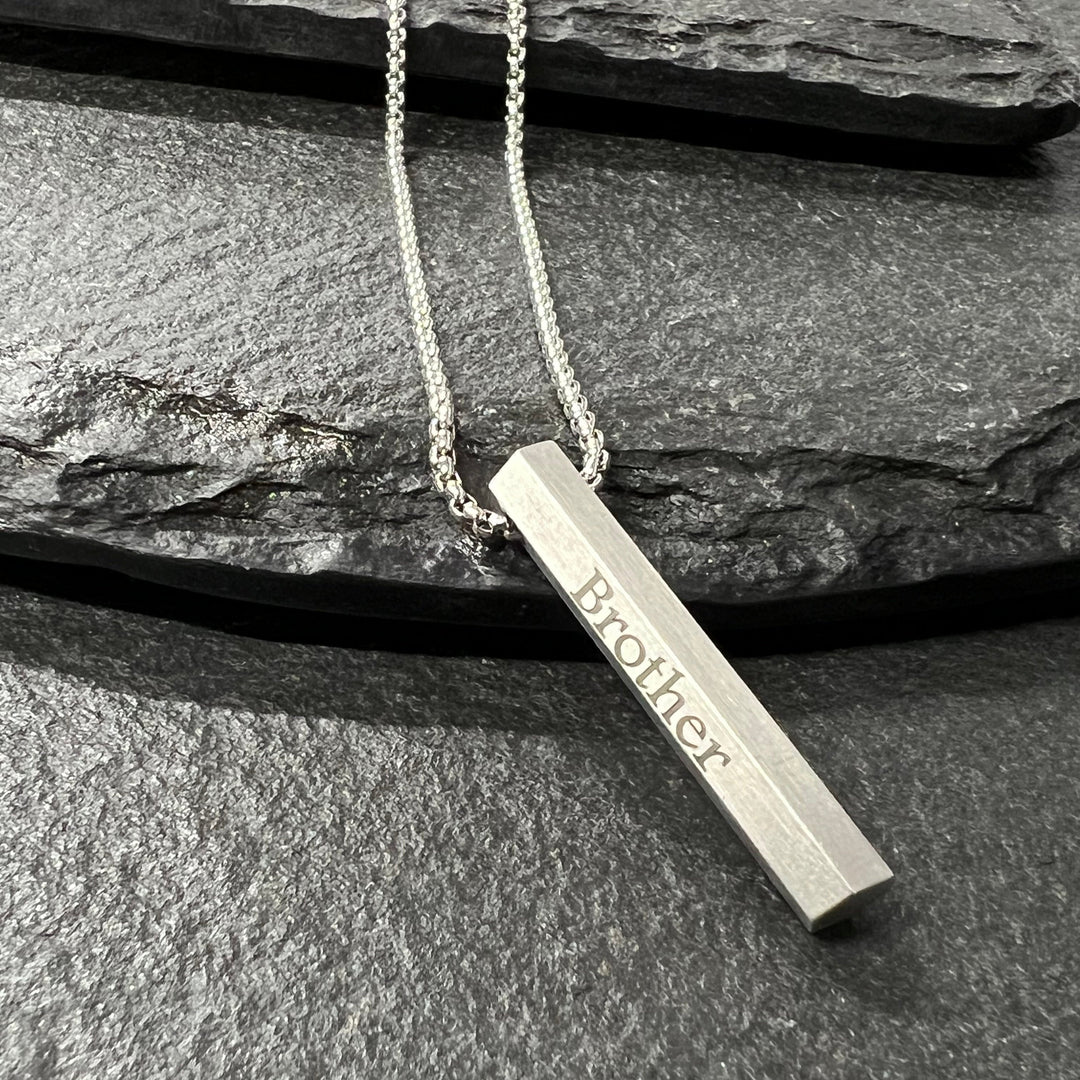 Mens Engravable Solid Bar pendant in Stainless steel