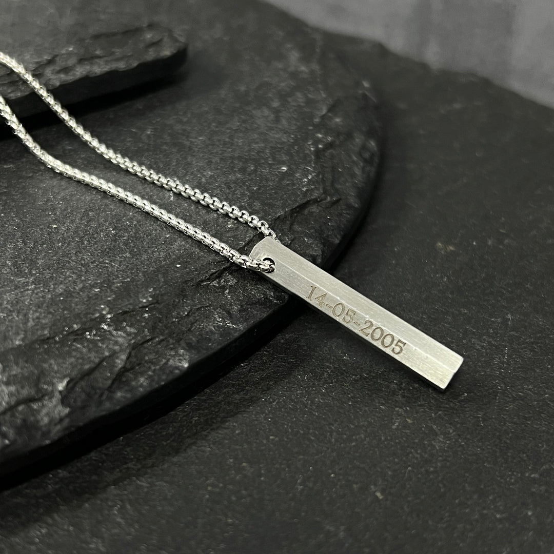 Mens Engravable Solid Bar pendant in Stainless steel