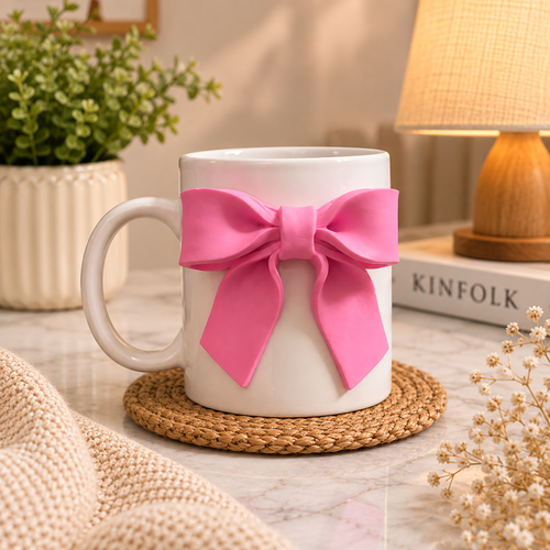 Ruban Rose – 3D Pink Bow Ceramic Mug