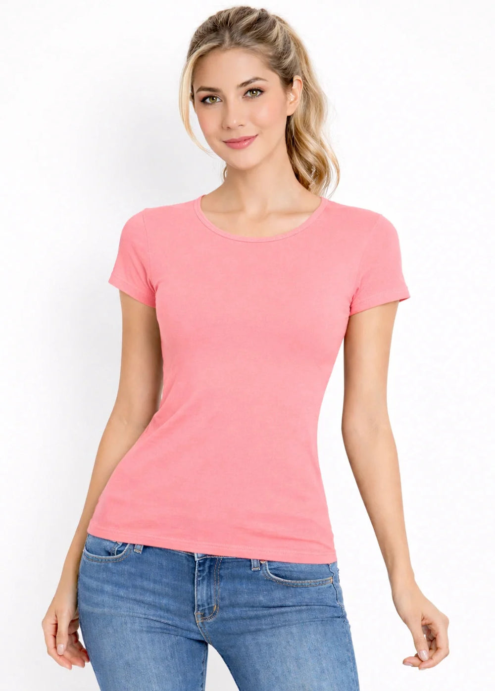Women’s Bamboo Fabric Slim Fit H/S T-Shirt | Soft & Breathable | Pink