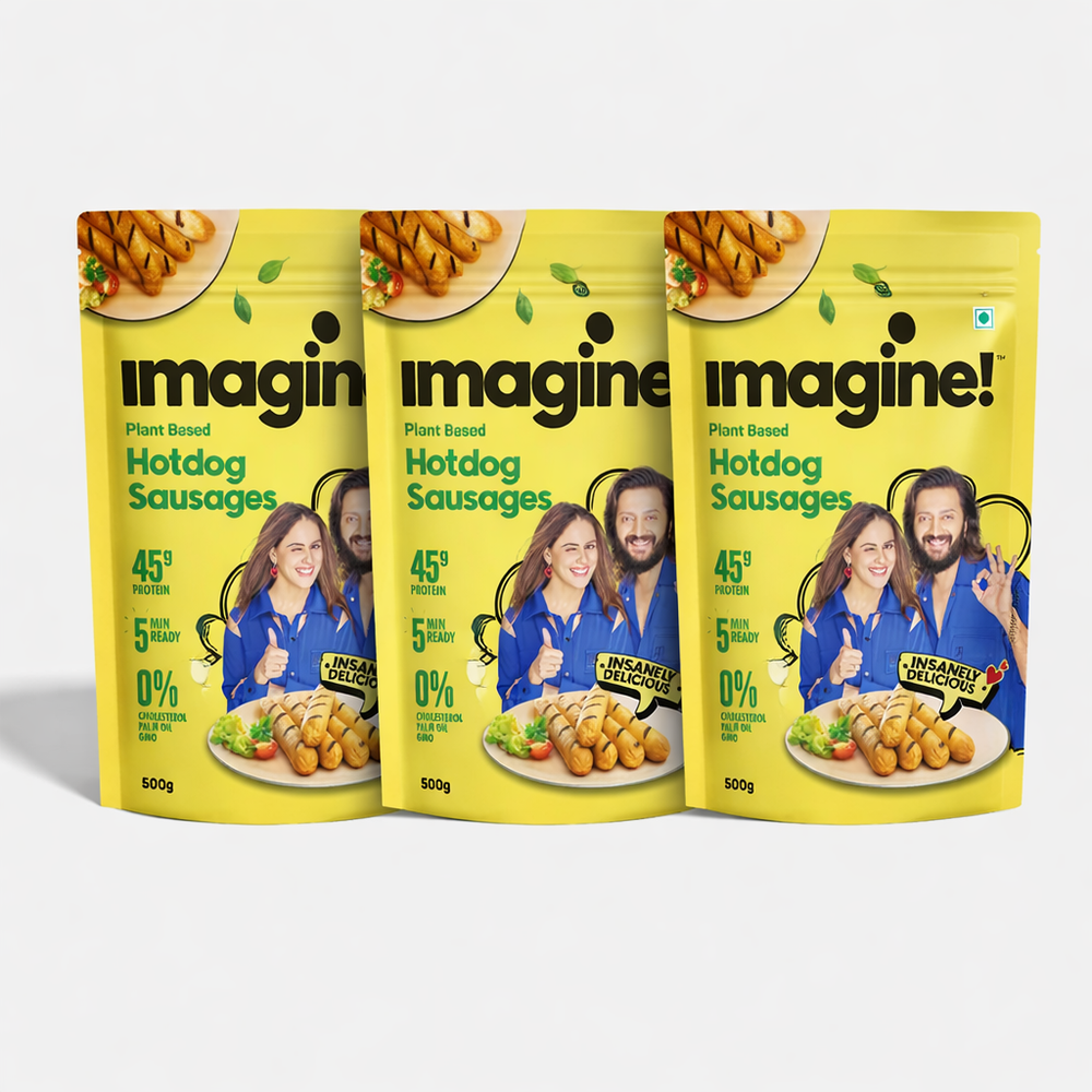 Imagine Plant Based Hotdog Sausages - Pack of 3x500gm.