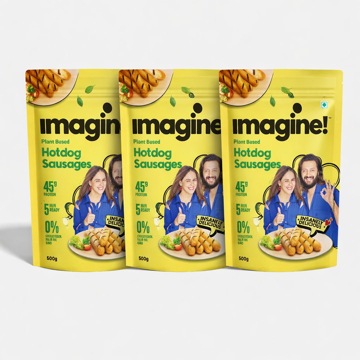 Imagine Plant Based Hotdog Sausages - Pack of 3x500gm.