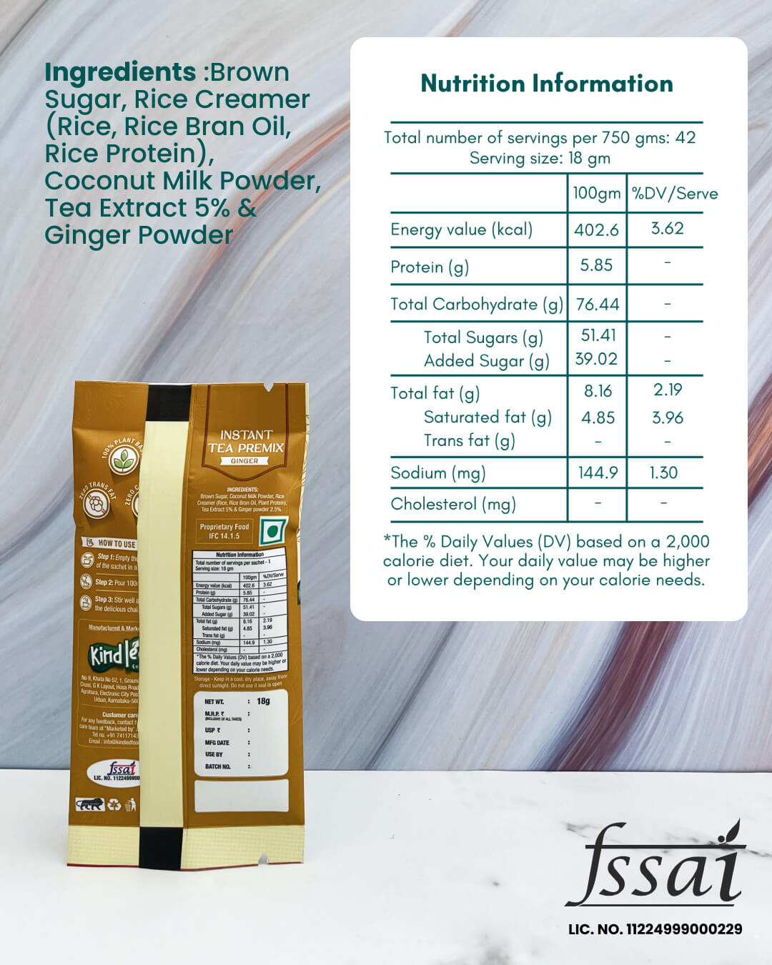 Instant Ginger Tea Premix – Pack of 12