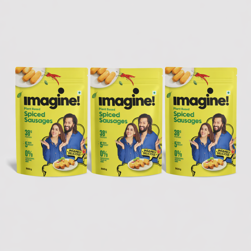 Imagine Plant Based Spiced Sausages, Pack of 3x500gm.