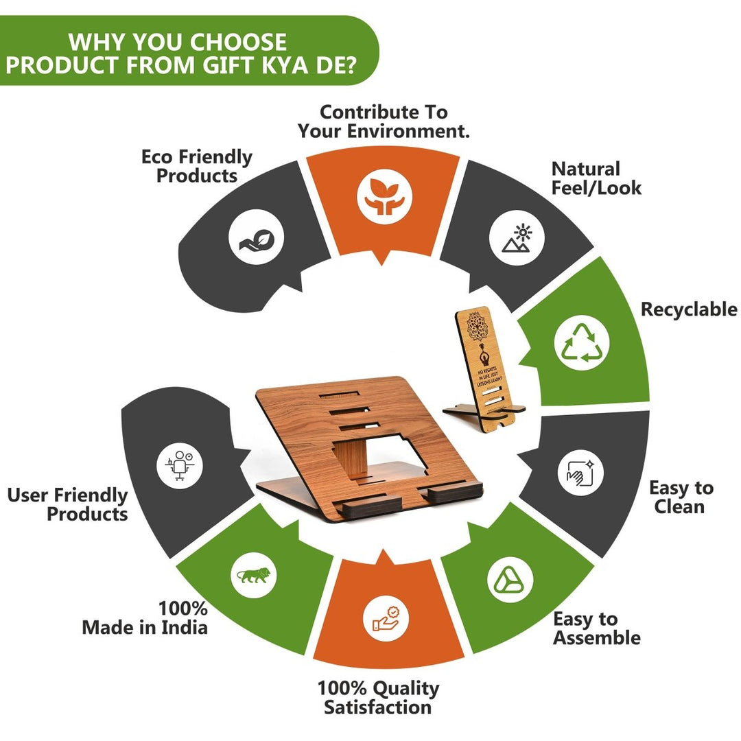 Gift Kya De 3 Level Portable Laptop Stand with Portable Mobile Holder Combo | Work From Home | Corporate Gifts