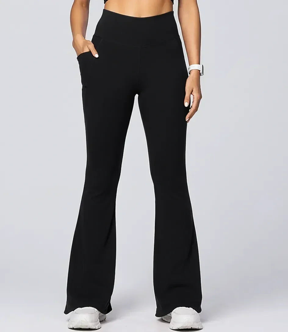 Women Bamboo Fabric Bell Bottom Yoga Pants | High Waist Bootcut Stretch Gym & Lounge Wear