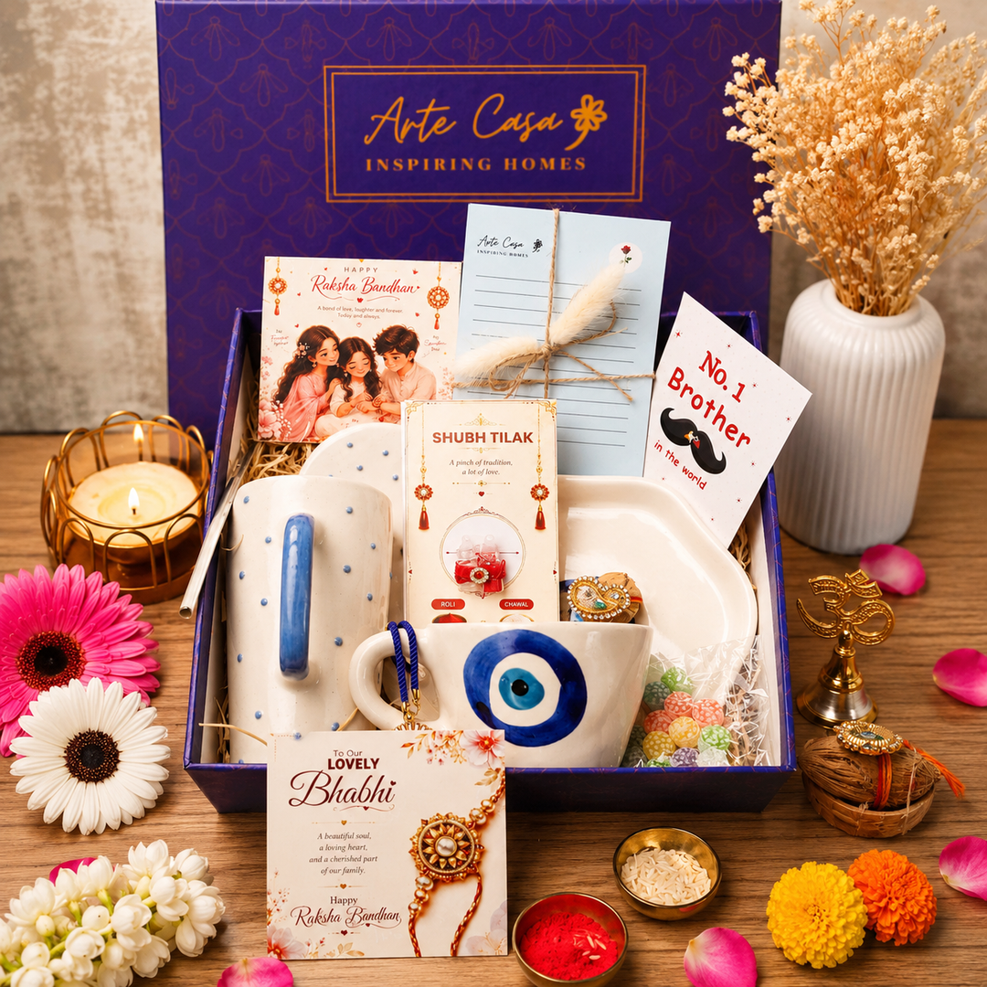 Artecasa Nazar Se Surakshit Rakhi Hamper | Evil Eye Rakhi Gift for Brother & Bhabhi